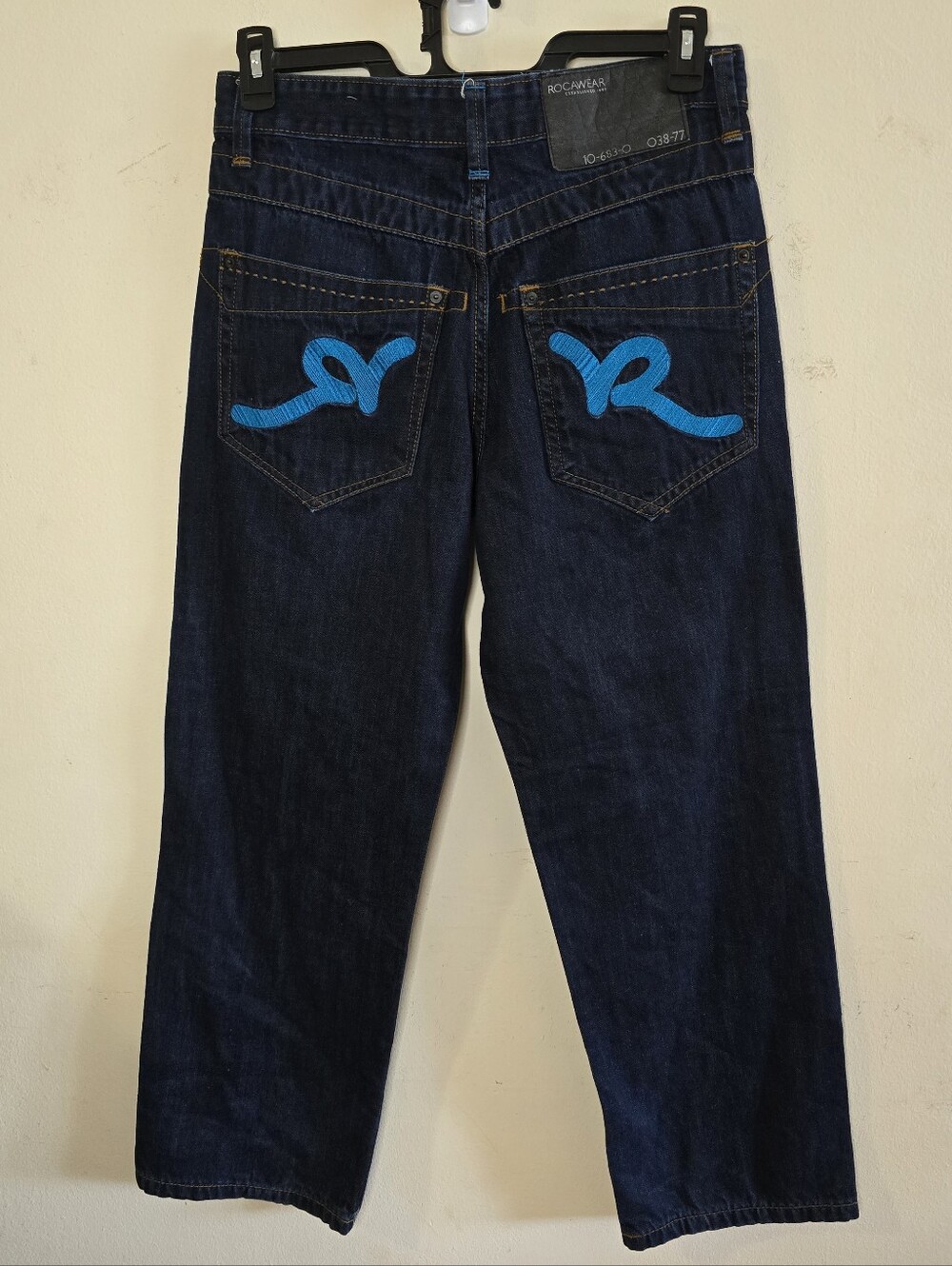Vintage Rocawear Men's Jeans 32x30 Dark Blue Embroidered Y2K Hip Hop Denim Retro